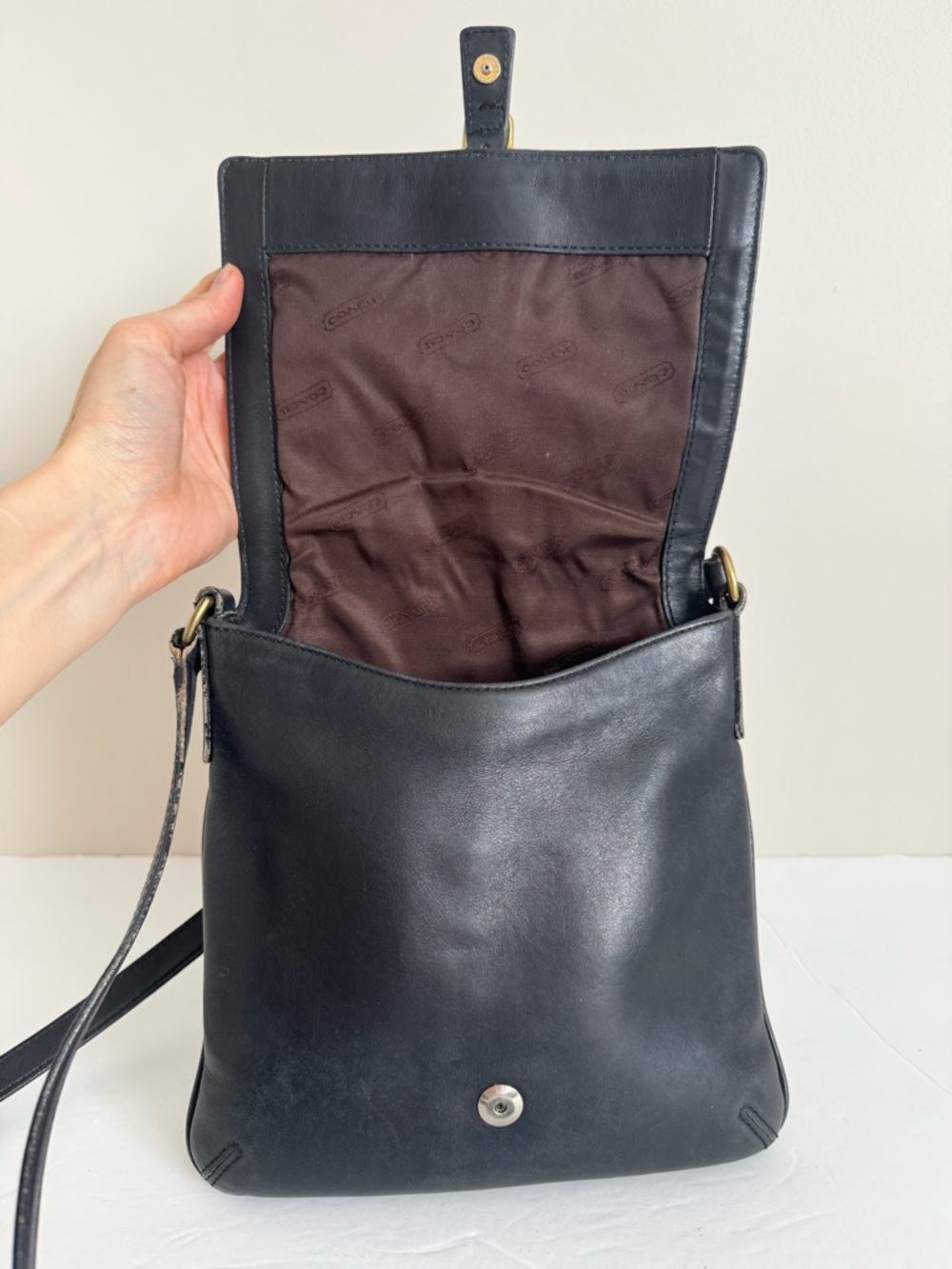 COACH 9592 Vintage Leather Legacy Slim Flap Crossbody Bag Black - Picture 8 of 16